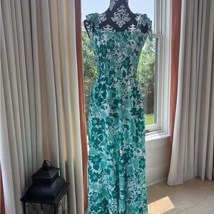 Sunday Green and White Floral Maxi Dress